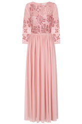 Lovella Blush Floral Embellished Maxi Dress